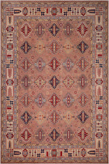 handmade Geometric Kazak Rose Beige Hand-made RECTANGLE 100% WOOL area rug 9' x 12'
