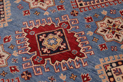 handmade Geometric Kazak Lt. Blue Red Hand-made RECTANGLE 100% WOOL area rug 8' x 10'