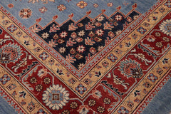 handmade Geometric Kazak Lt. Blue Red Hand-made RECTANGLE 100% WOOL area rug 8' x 10'