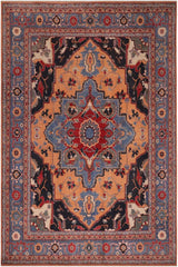 handmade Geometric Kazak Orange Blue Hand-made RECTANGLE 100% WOOL area rug 8' x 10'