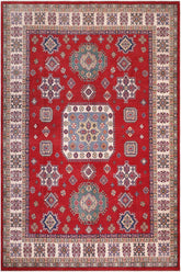 handmade Geometric Kazak Red Ivory Hand-made RECTANGLE 100% WOOL area rug 8' x 10'
