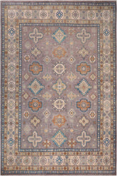 handmade Geometric Kazak Gray Ivory Hand-made RECTANGLE 100% WOOL area rug 8' x 10'