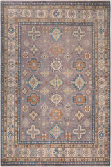 handmade Geometric Kazak Gray Ivory Hand-made RECTANGLE 100% WOOL area rug 8' x 10'