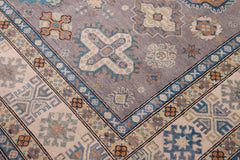 handmade Geometric Kazak Gray Ivory Hand-made RECTANGLE 100% WOOL area rug 8'X10'