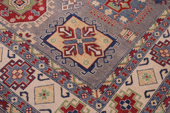 handmade Geometric Kazak Gray Ivory Hand-made RECTANGLE 100% WOOL area rug 8' x 10'