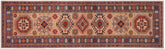 handmade Geometric Kazak Peach light Blue Hand-made RUNNER 100% WOOL area rug 3x10