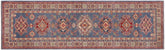 handmade Geometric Kazak light Blue Beige Hand-made RUNNER 100% WOOL area rug 3x10