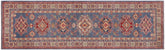 handmade Geometric Kazak light Blue Beige Hand-made RUNNER 100% WOOL area rug 3x10