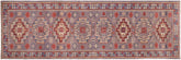 handmade Geometric Kazak Gray light Blue Hand-made RUNNER 100% WOOL area rug 3x10