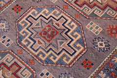 handmade Geometric Kazak Gray light Blue Hand-made RUNNER 100% WOOL area rug 3x10