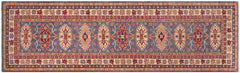 handmade Geometric Kazak light Blue Beige Hand-made RUNNER 100% WOOL area rug 3x10