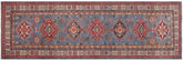 Tribal Kazak Peyton Light Blue/Beige Wool Runner - 2'8''X9'6''