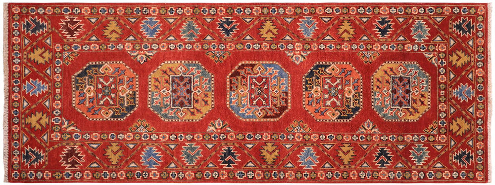 handmade Geometric Ersari Rust Rust Hand-made RUNNER 100% WOOL area rug 3' x 6'