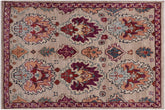 Eclectic Ziegler Brixton Gray/Purple Wool Rug - 2'0'' x 3'0''