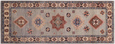 handmade Geometric kazak light Blue Ivory Hand-made RUNNER 100% WOOL area rug 2x6