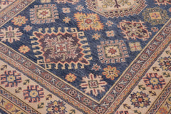 handmade Geometric Kazak Blue Beige Hand-made RECTANGLE 100% WOOL area rug 4' x 6'