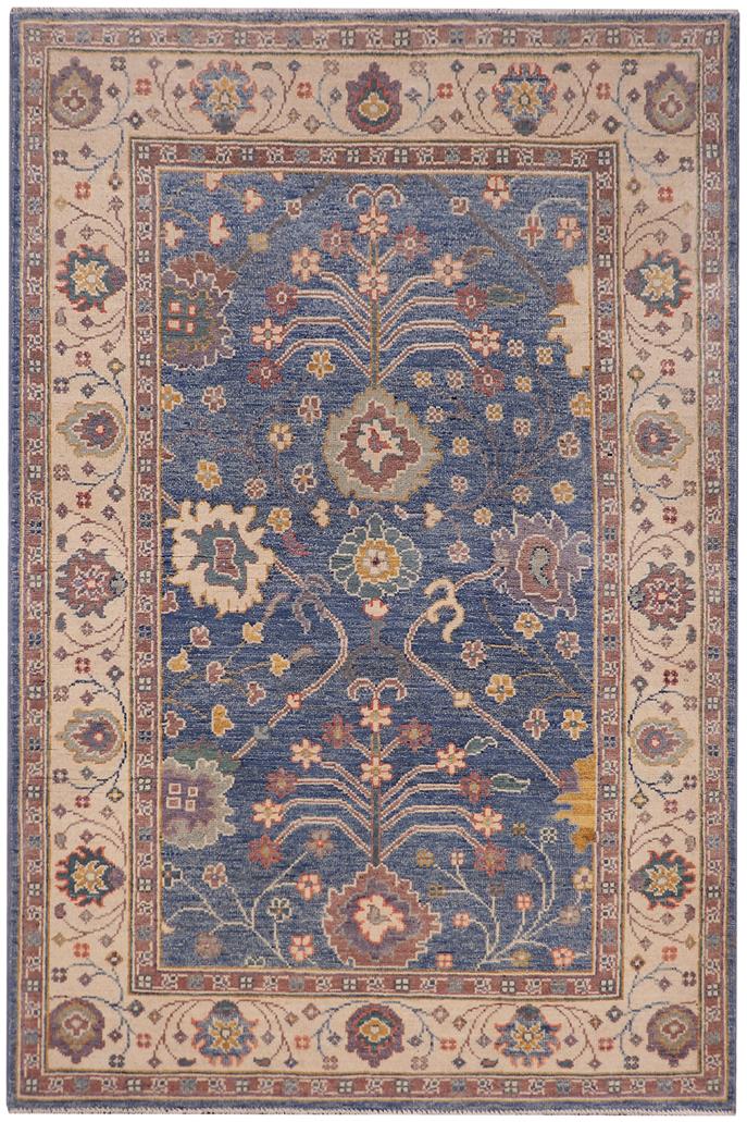 handmade Geometric Kazak Lt. Blue Beige Hand-made RECTANGLE 100% WOOL area rug 4' x 6'