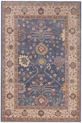 handmade Geometric Kazak Lt. Blue Beige Hand-made RECTANGLE 100% WOOL area rug 4' x 6'