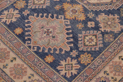 handmade Geometric Kazak Lt. Blue Beige Hand-made RECTANGLE 100% WOOL area rug 4'X6'