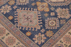handmade Geometric Kazak Lt. Blue Beige Hand-made RECTANGLE 100% WOOL area rug 4' x 6'