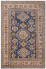 handmade Geometric Kazak Lt. Blue Beige Hand-made RECTANGLE 100% WOOL area rug 4' x 6'