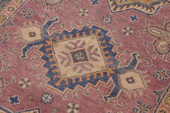 handmade Geometric Kazak Purple Lt. Blue Hand-made RECTANGLE 100% WOOL area rug 4' x 6'