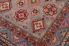 handmade Geometric Kazak Gray Lt. Blue Hand-made RECTANGLE 100% WOOL area rug 4' x 6'