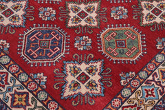 handmade Geometric Kazak Red Beige Hand-made RECTANGLE 100% WOOL area rug 4' x 6'