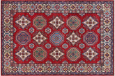 handmade Geometric Kazak Red Beige Hand-made RECTANGLE 100% WOOL area rug 4'X6'