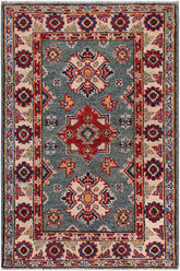 handmade Geometric Kazak Lt. Green Beige Hand-made RECTANGLE 100% WOOL area rug 2' x 3'