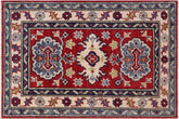 handmade Geometric Kazak Red Beige Hand-made RECTANGLE 100% WOOL area rug 2'X3'