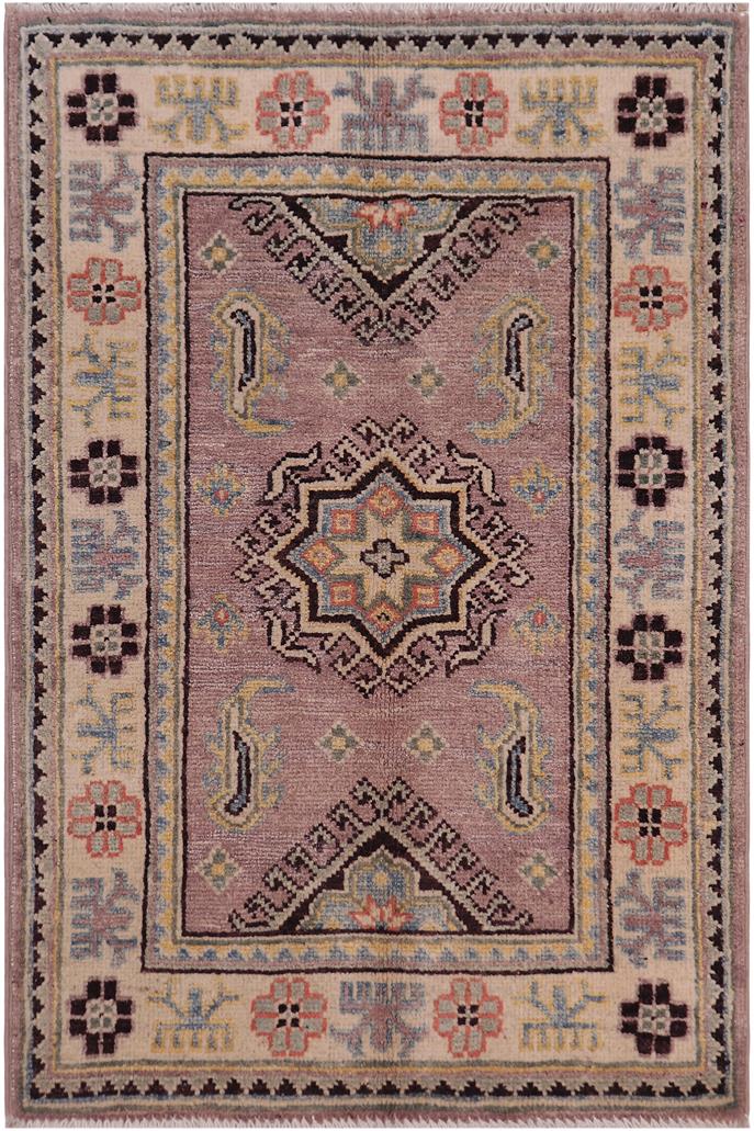handmade Geometric Kazak Lt. Brown Beige Hand-made RECTANGLE 100% WOOL area rug 2' x 3'