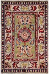 handmade Geometric Kazak Lt. Green Beige Hand-made RECTANGLE 100% WOOL area rug 2' x 3'
