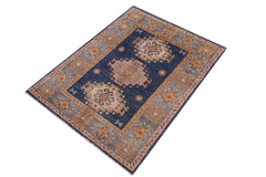 handmade Geometric Kazak Blue Gray Hand-made RECTANGLE 100% WOOL area rug 2' x 3'