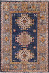 handmade Geometric Kazak Blue Gray Hand-made RECTANGLE 100% WOOL area rug 2' x 3'