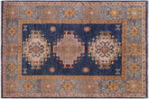 handmade Geometric Kazak Blue Gray Hand-made RECTANGLE 100% WOOL area rug 2'X3'