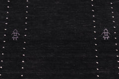 handmade Modern Gabbeh Black Black Hand-made RUNNER 100% WOOL area rug 3x12