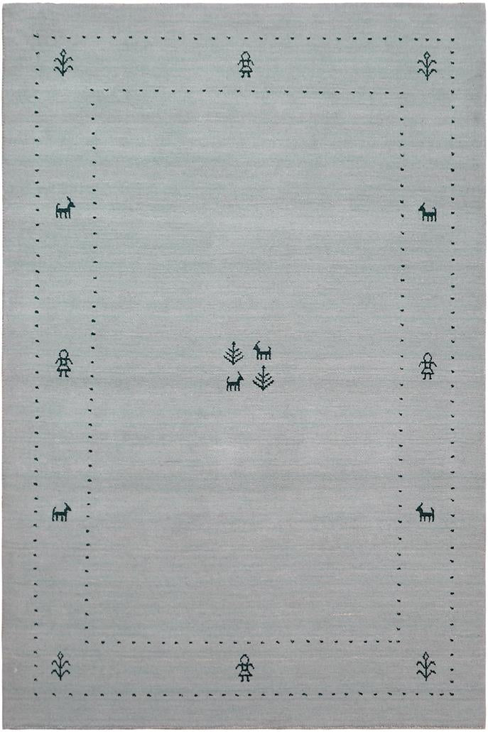 handmade Modern Gabbeh Light Blue Light Blue Hand-made RECTANGLE 100% WOOL area rug 4x6