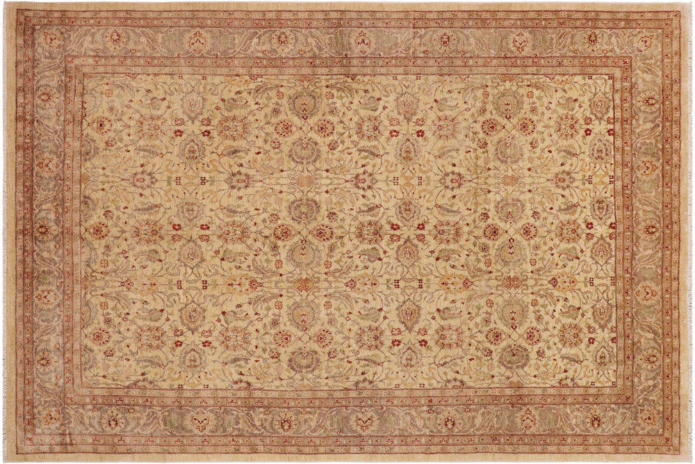 handmade Transitional Kafkaz Tan Brown Hand Knotted RECTANGLE 100% WOOL area rug 9' x 12'