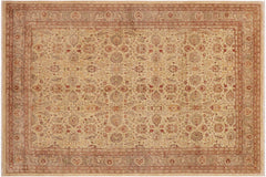 handmade Transitional Kafkaz Tan Brown Hand Knotted RECTANGLE 100% WOOL area rug 9' x 12'