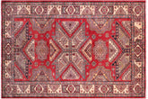 handmade Geometric Super Kazak Red Ivory Hand Knotted RECTANGLE 100% WOOL area rug 6' x 7'