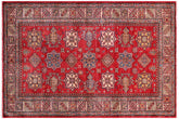 handmade Geometric Super Kazak Red Tan Hand Knotted RECTANGLE 100% WOOL area rug 5' x 7'