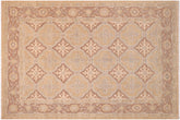 handmade Transitional Kafkaz Gold Brown Hand Knotted RECTANGLE 100% WOOL area rug 6' x 9'