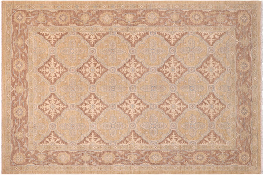 handmade Transitional Kafkaz Gold Brown Hand Knotted RECTANGLE 100% WOOL area rug 6' x 9'