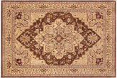 handmade Traditional Kafkaz Brown Beige Hand Knotted RECTANGLE 100% WOOL area rug 9' x 12'