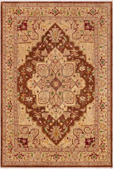 handmade Traditional Kafkaz Brown Beige Hand Knotted RECTANGLE 100% WOOL area rug 9 x 12