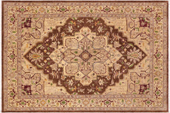 handmade Traditional Kafkaz Brown Beige Hand Knotted RECTANGLE 100% WOOL area rug 9' x 12'