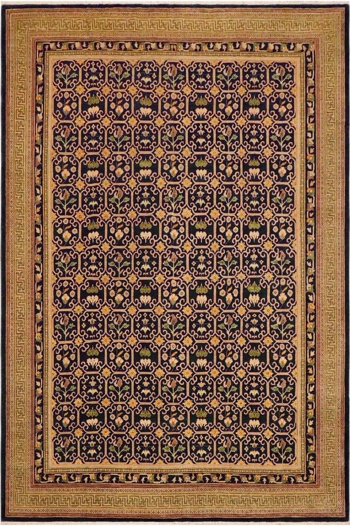 handmade Transitional Kafkaz Blue Green Hand Knotted RECTANGLE 100% WOOL area rug 9 x 11