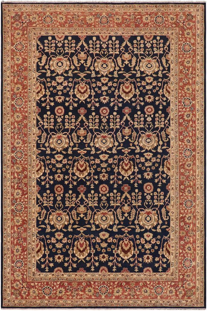 handmade Transitional Kafkaz Blue Brown Hand Knotted RECTANGLE 100% WOOL area rug 9 x 12