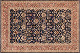 handmade Transitional Kafkaz Blue Brown Hand Knotted RECTANGLE 100% WOOL area rug 9' x 12'